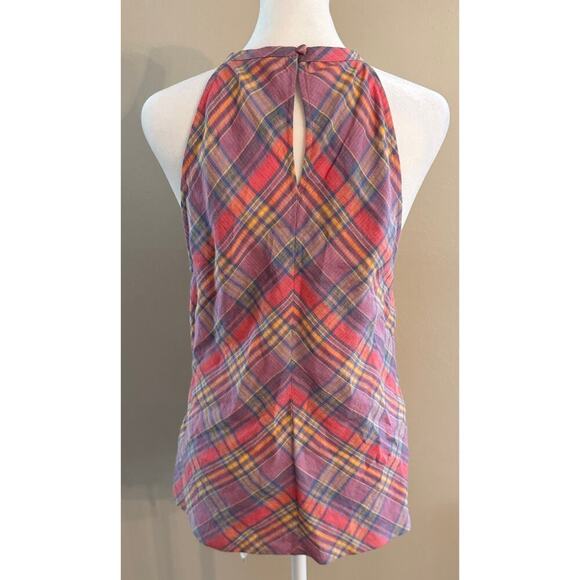 J. CREW Amber 100% Linen Madras Plaid Tank Top Beach Preppy Size M - Picture 4 of 6